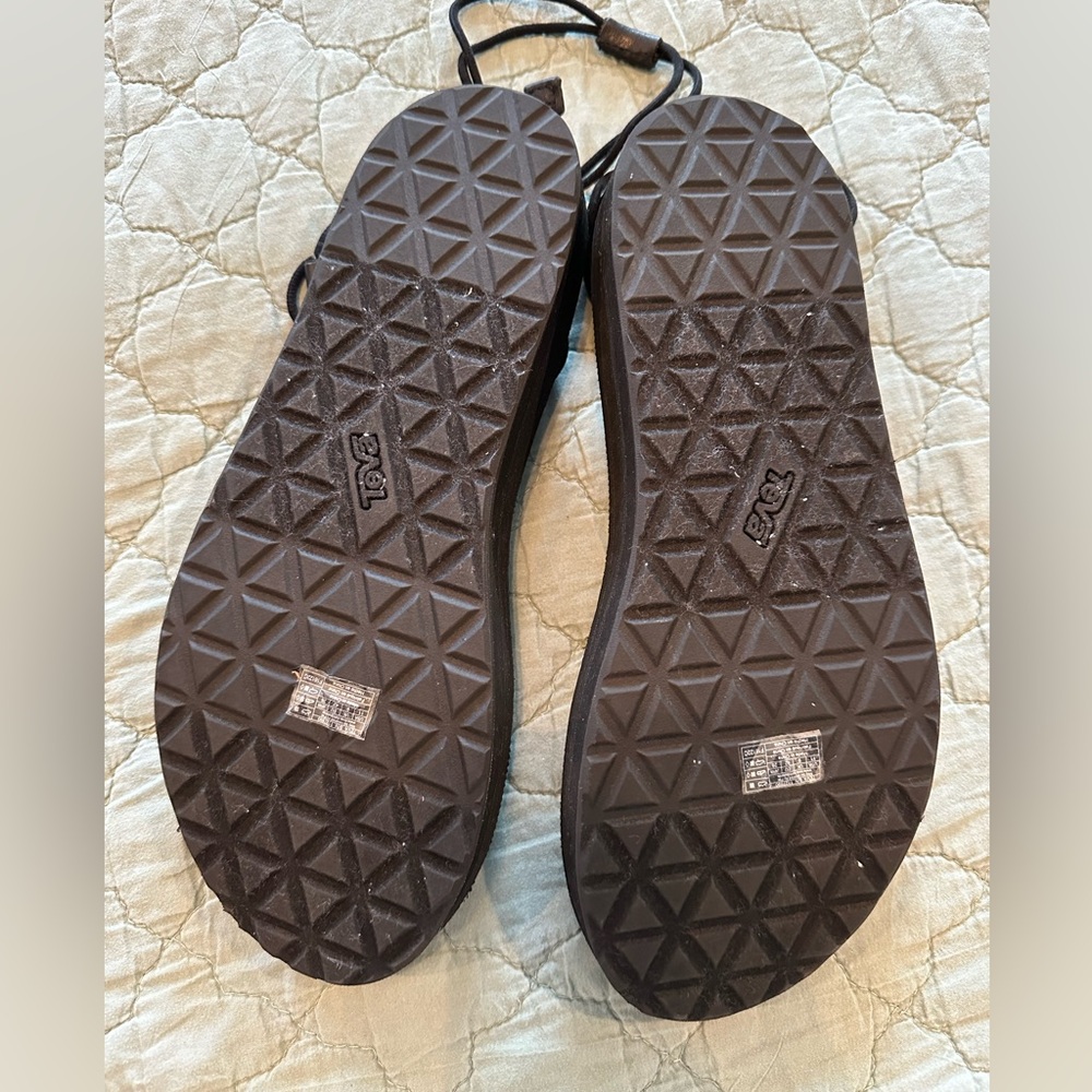 Teva Black Platform Strappy Ankle Wrap Sandal - Picture 6 of 8